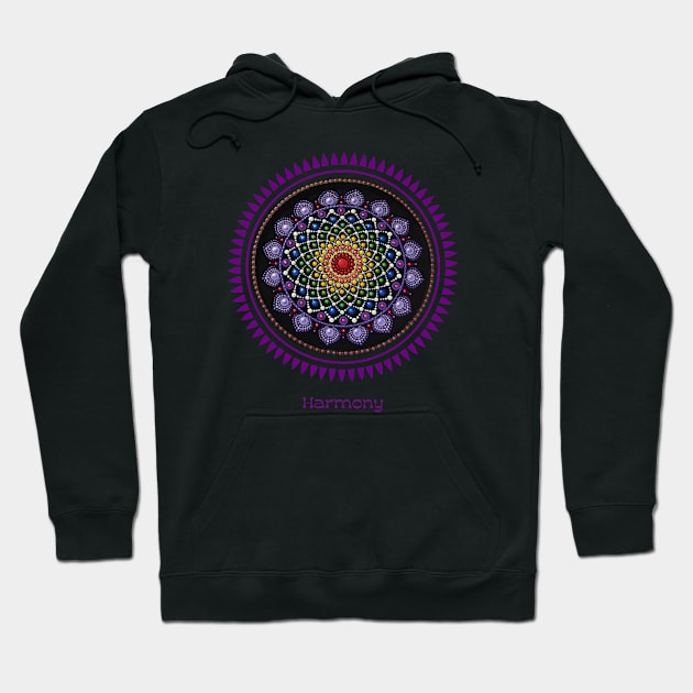 Seven Chakras Song Of Harmony Handmade Mandala. Meditative, Zen. Hoodie by Anahata Realm